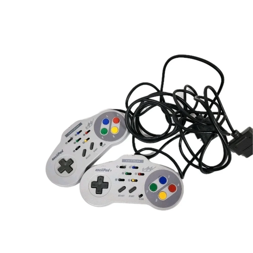 Asciiware SNES Super Nintendo Controllers 2 Pack Left Right‎ Turbo Slow Auto